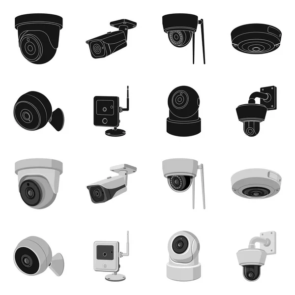 Objeto aislado de cctv y símbolo de la cámara. Conjunto de cctv y sistema de stock símbolo para web . — Vector de stock