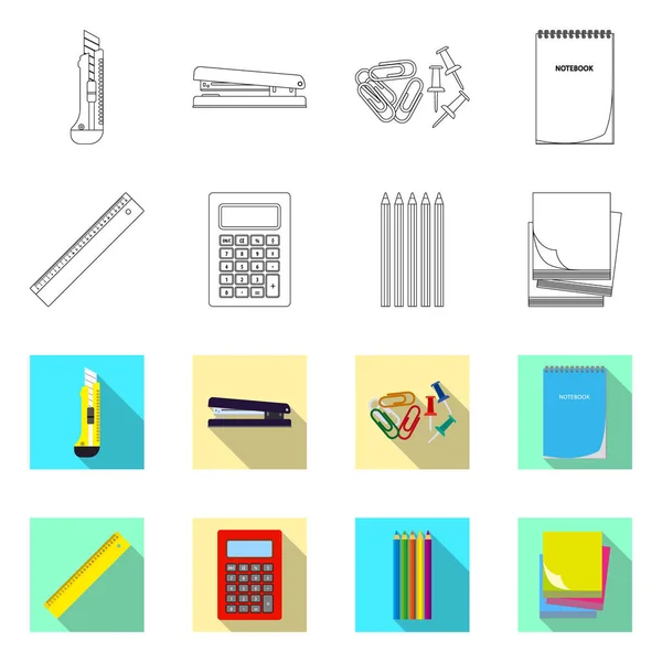 Isolé objet de bureau et de fournitures logo. Collection d'icônes vectorielles de bureau et d'école pour stock . — Image vectorielle