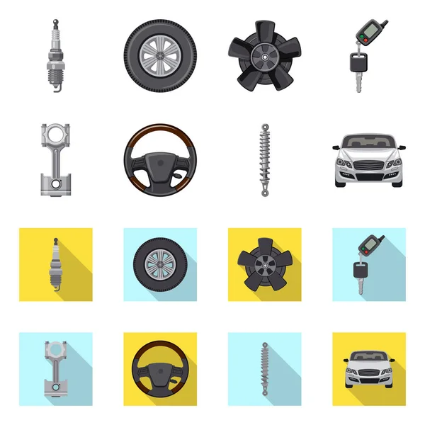 Векторный дизайн автосимвола и символа детали. Набор векторной иллюстрации авто- и автопарка . — стоковый вектор