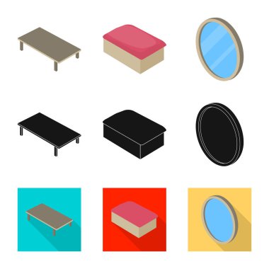 Yatak odası ve oda simge vektör tasarımı. Yatak ve mobilya hisse senedi vektör çizim topluluğu.