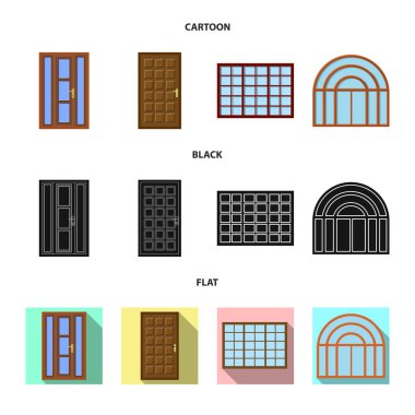 Kapı ve ön logo yalıtılmış nesne. Kapı ve ahşap stok vektör çizim koleksiyonu.