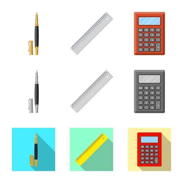Isolated object of office and supply sign. Collection of office and school vector icon for stock. — Stock Vector
