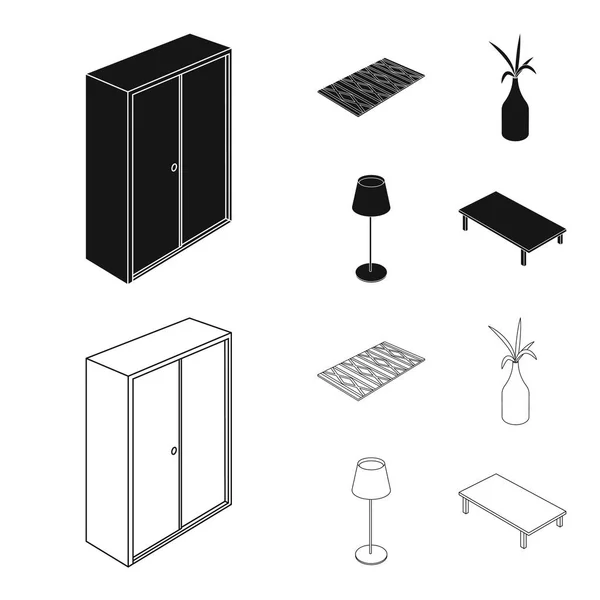 Vektoros illusztráció, hálószoba és szoba szimbólum. Csoportja, hálószoba, bútor vektor stock illusztráció. — Stock Vector