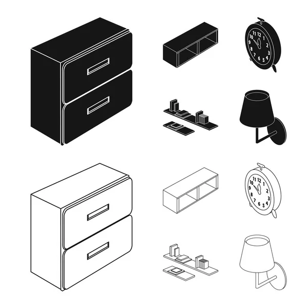 Diseño vectorial del dormitorio y el logotipo de la habitación. Colección de dormitorio y muebles vector de stock ilustración . — Vector de stock