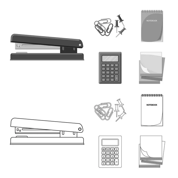 Vektorillustration Des Büro Und Versorgungssymbols Set Von Büro Und Schule — Stockvektor