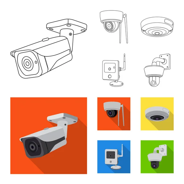 Ilustración vectorial de cctv y logotipo de la cámara. Colección de cctv y sistema de stock símbolo para web . — Archivo Imágenes Vectoriales