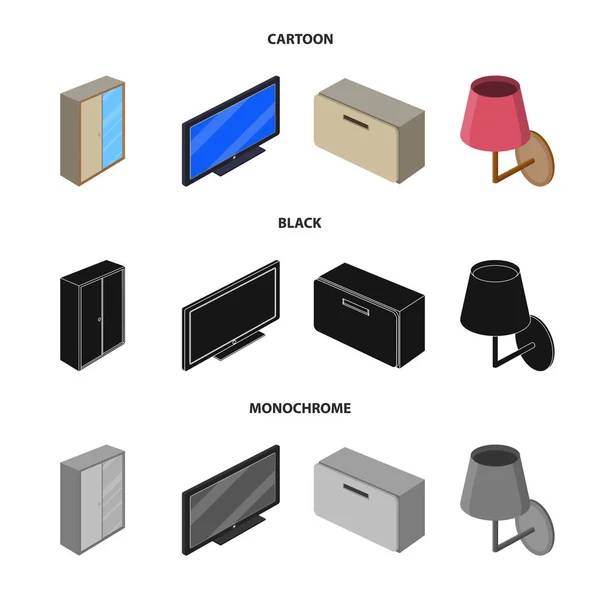 Vektor design sovrum och rum symbol. Samling av sovrum och möbler lager vektorillustration. — Stock vektor