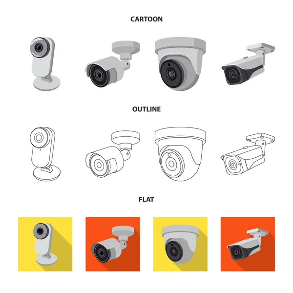 Geïsoleerde object van cctv en camera icoon. Collectie van cctv en systeem aandelensymbool voor web. — Stockvector