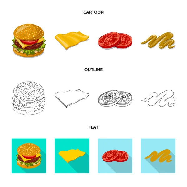 Απομονωμένο Αντικείμενο Του Συμβόλου Burger Και Σάντουιτς Συλλογή Του Burger — Διανυσματικό Αρχείο