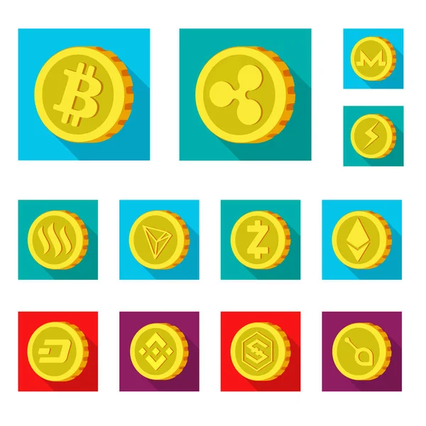 Vektoros illusztráció cryptocurrency és érme jel. Cryptocurrency és a crypto tőzsdei szimbólum a web. — Stock Vector