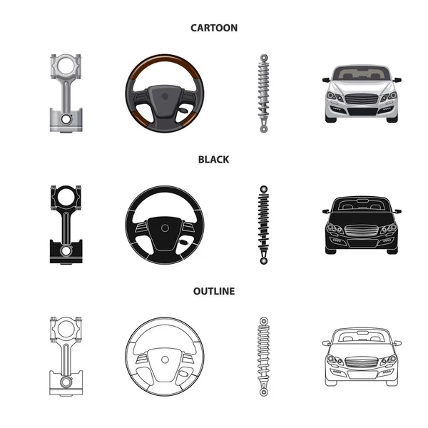 Geïsoleerde object van auto en deel symbool. Set van auto en auto vector pictogram voor voorraad. — Stockvector