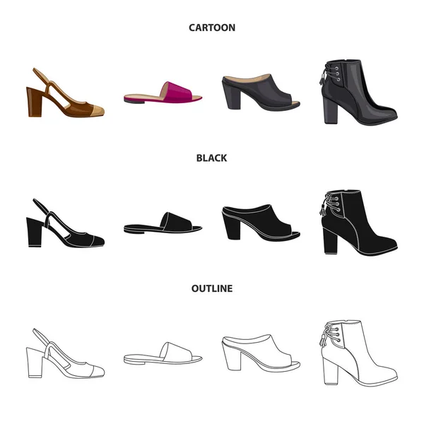 Vektorillustration von Schuhen und Frauenzeichen. Set von Schuhen und Fuß Stock Symbol für Web. — Stockvektor