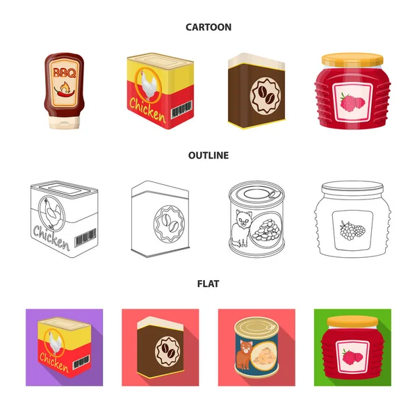 Projeto vetorial de lata e logotipo da comida. Coleção de lata e pacote vetor ícone para estoque . —  Vetores de Stock