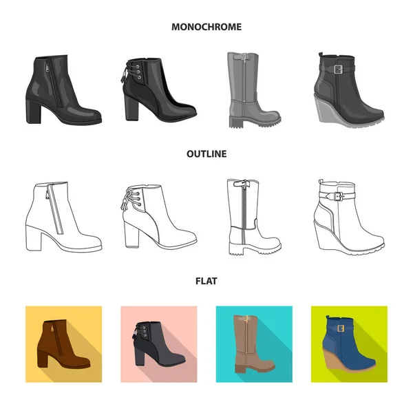 Vektor-Design von Schuhen und Frauenlogo. Set von Schuhen und Fuß-Vektor-Symbol für Lager. — Stockvektor