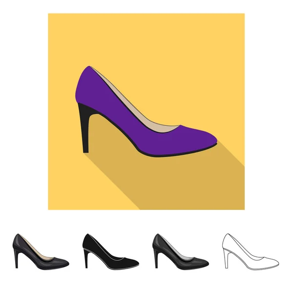 鞋类和女性图标的矢量插图。一套鞋类和脚向量的股票图标. — 图库矢量图片