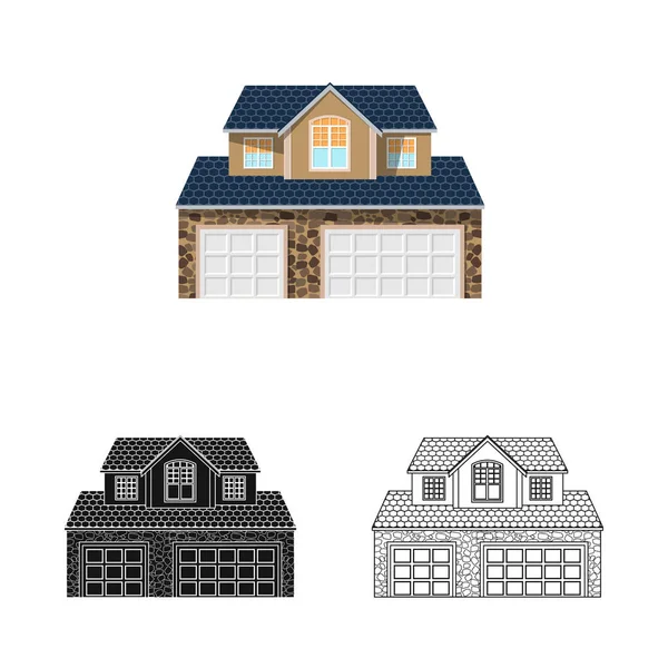 Geïsoleerde object van gebouw en front pictogram. Set van gebouw en dak vector pictogram voor voorraad. — Stockvector