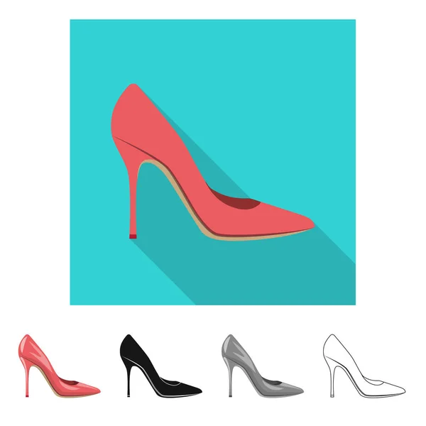 Vector design of footwear and woman logo. Set of footwear and foot stock symbol for web. — Stock Vector