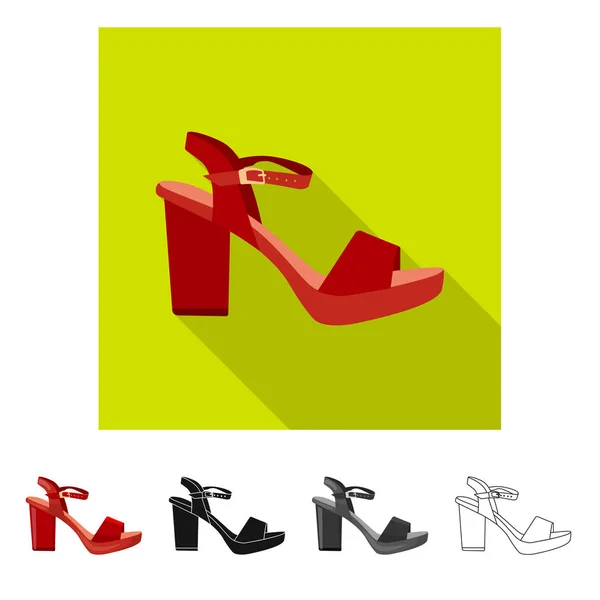 Projeto vetorial de calçado e símbolo de mulher. Conjunto de calçado e pé estoque vetor ilustração . — Vetor de Stock
