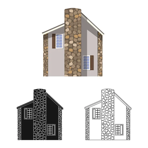 Conception vectorielle du bâtiment et icône avant. Collection d'illustrations vectorielles de bâtiments et de toitures . — Image vectorielle