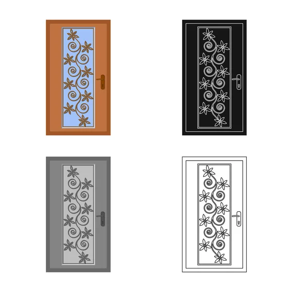 Ізольований об'єкт двері та передня піктограма. Колекція дверних і дерев'яних стокових символів для Інтернету . — стоковий вектор