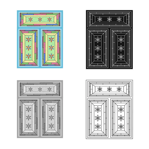 Conception vectorielle de la porte et du panneau avant. Ensemble de porte et illustration vectorielle en bois . — Image vectorielle