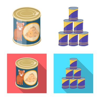 Can ve gıda logo vektör tasarımı. Hisse senedi için can ve paket vektör simge topluluğu.