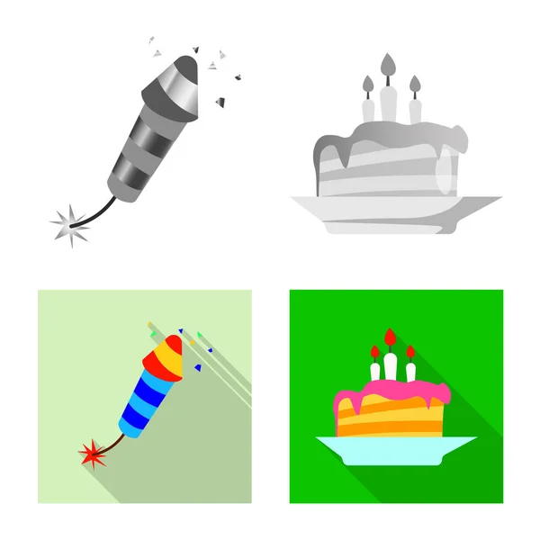 Изолированный объект иконы праздника и дня рождения. Собрание праздничного векторного иконки для склада . — стоковый вектор