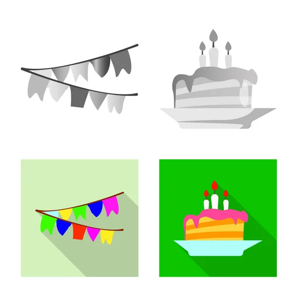 Ilustración vectorial del icono de fiesta y cumpleaños. Conjunto de fiesta y celebración símbolo de stock para web . — Archivo Imágenes Vectoriales