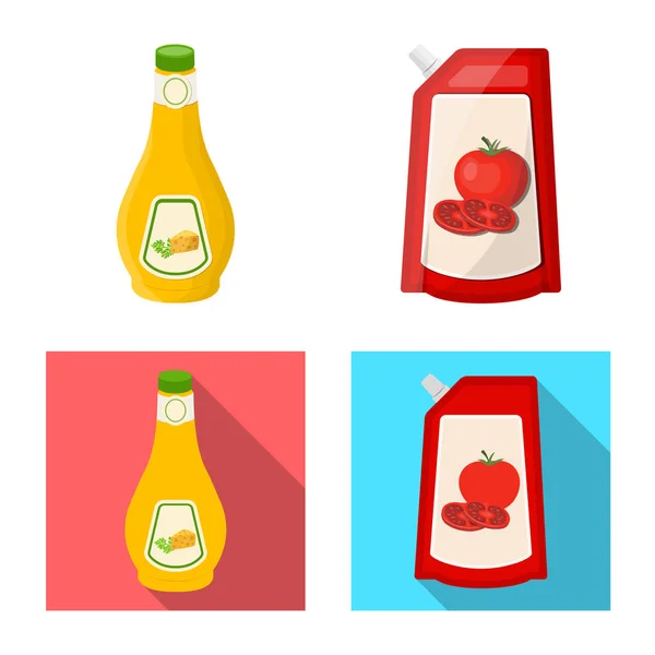 Objet isolé de boîte et symbole de nourriture. Collection d'illustrations vectorielles de boîtes et d'emballages . — Image vectorielle