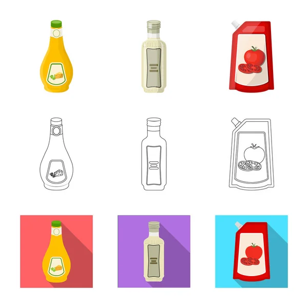 Ilustración vectorial del signo de lata y comida. Colección de lata y paquete de símbolo de stock para la web . — Archivo Imágenes Vectoriales