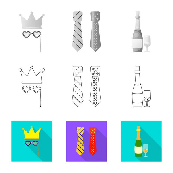 Illustrazione vettoriale del logo della festa e del compleanno. Raccolta di partito e celebrazione stock simbolo per il web . — Vettoriale Stock