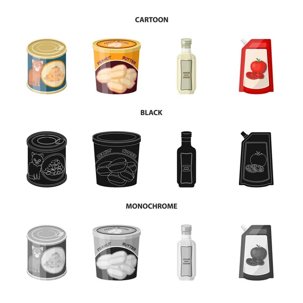 Projeto vetorial de lata e sinal de comida. Coleção de lata e pacote de ilustração vetorial . —  Vetores de Stock