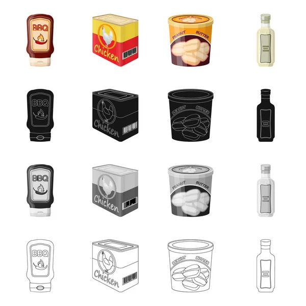 Ilustração vetorial de lata e logotipo da comida. Coleção de lata e pacote de ilustração vetorial . — Vetor de Stock