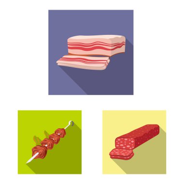 Et ve jambon simge vektör tasarımı. Et ve web için hisse senedi simgesi yemek koleksiyonu.