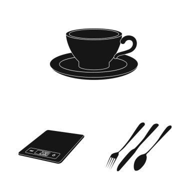 İllüstrasyon işareti mutfak ve aşçı, vektör. Hisse senedi için mutfak ve cihazı vektör simge topluluğu.