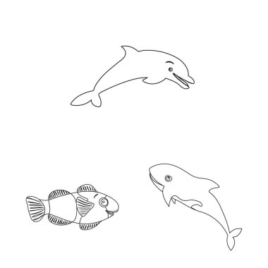 Deniz ve hayvan simge vektör Illustration. Deniz ve deniz hisse senedi simgesi web için set.