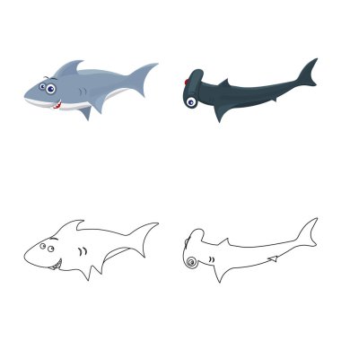 Deniz ve hayvan simge vektör Illustration. Deniz ve deniz hisse senedi vektör çizim.