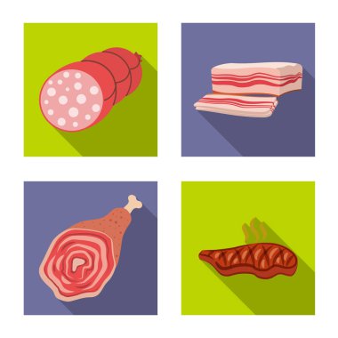 Vektör çizimi işareti eti ve jambon. Et ve hisse senedi için pişirme vektör simgesi ayarla.