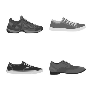 Ayakkabı ve ayakkabı simge vektör tasarımı. Ayakkabı ayarla ve hisse senedi simgesi web için ayak.