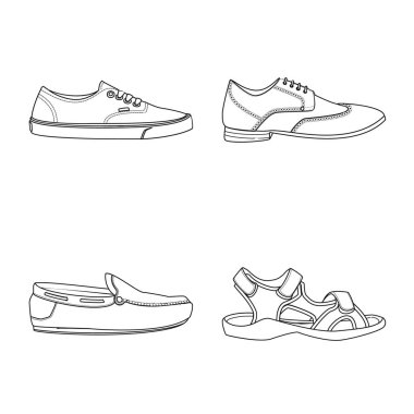 Vector design of shoe and footwear symbol. Collection of shoe and foot vector icon for stock. clipart