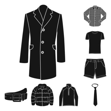 Adam ve giyim işareti yalıtılmış nesne. Adam ayarla ve stok vektör çizim giymek.