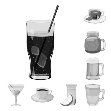 Vektör illüstrasyon işareti bar ve içki. İçki ve parti hisse senedi vektör çizim seti.