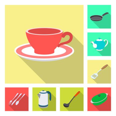 Mutfak ve yemek simge vektör Illustration. Hisse senedi için mutfak ve cihazı vektör simge topluluğu.