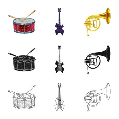 Müzik ve ayar sembolü yalıtılmış nesne. Hisse senedi için müzik ve araç vektör simgesi topluluğu.