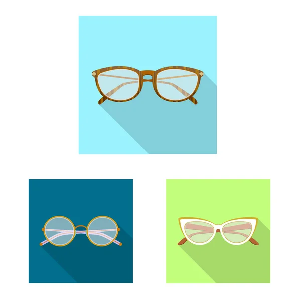 Vector illustration of glasses and frame icon. Set of glasses and accessory stock vector illustration. — Stock Vector