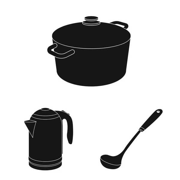 Diseño vectorial de la cocina y el logotipo del cocinero. Colección de ilustración de vectores de cocina y electrodomésticos . — Archivo Imágenes Vectoriales