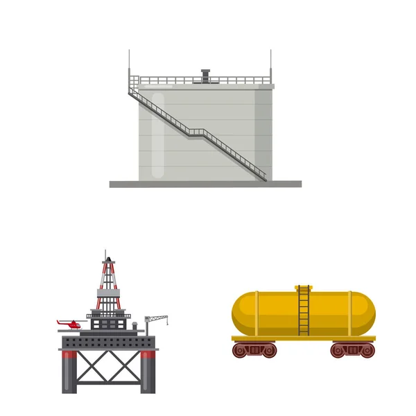 Illustrazione vettoriale dell'icona di petrolio e gas. Raccolta dell'illustrazione vettoriale del petrolio e della benzina . — Vettoriale Stock