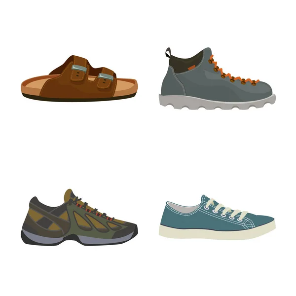 Векторная иллюстрация значка обуви и обуви. Коллекция векторных иллюстраций обуви и ног . — стоковый вектор