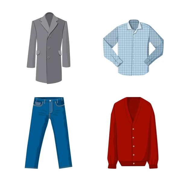 Vectorillustratie van mens en kleding symbool. Collectie van mens en slijtage voorraad vectorillustratie. — Stockvector