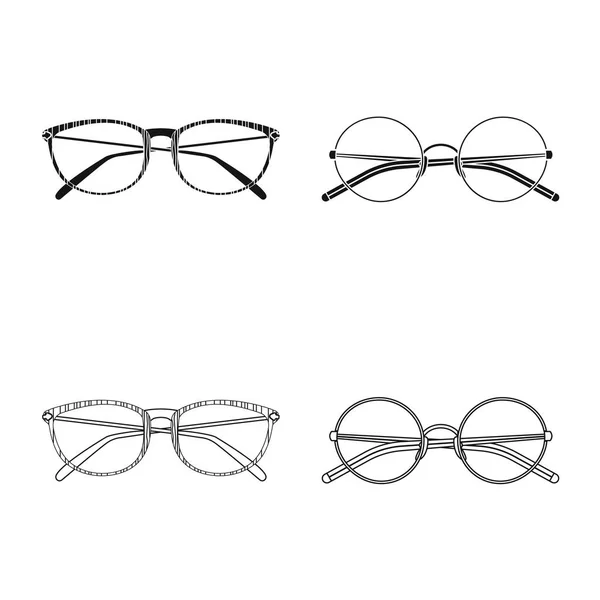 メガネとフレームの分離オブジェクト。メガネやストックのアクセサリー ベクトル アイコン集. — ストックベクタ